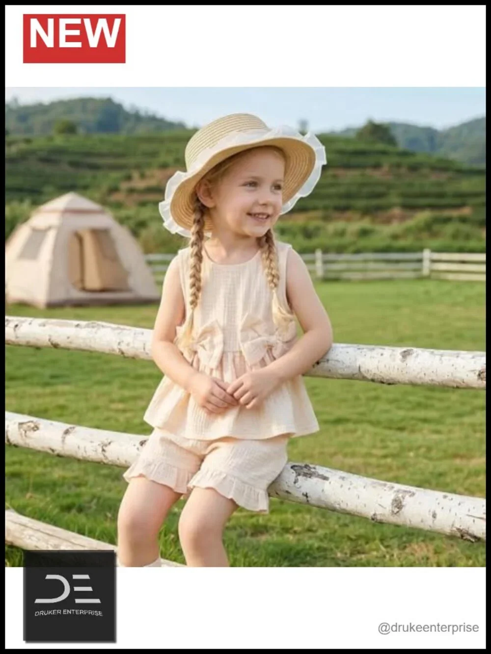 Girls Summer Ruffle Short Set, Cotton Gauze Cami Top & Shorts Outfit